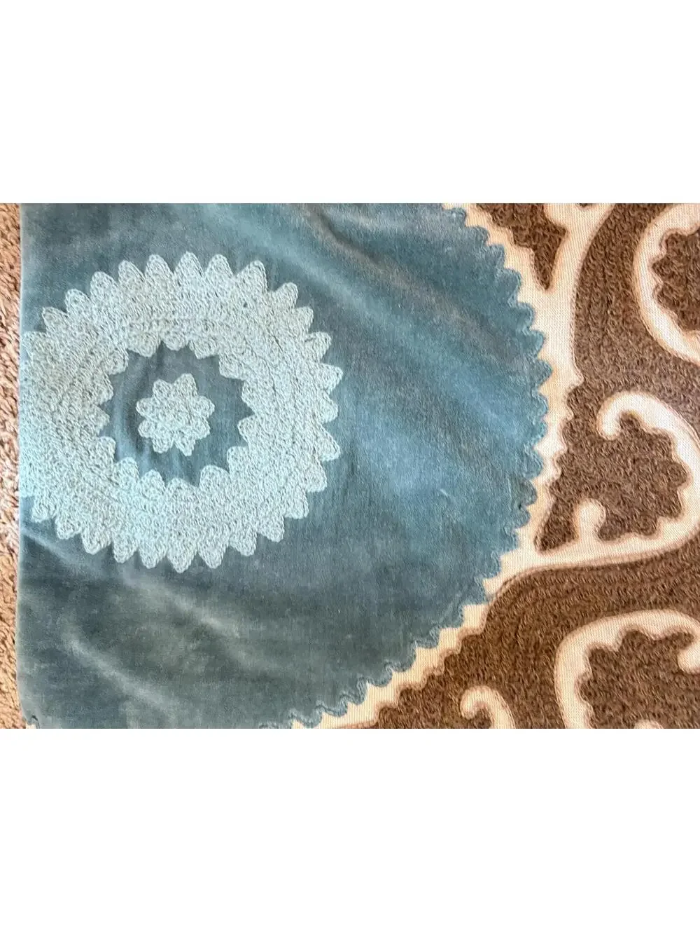 Pottery Barn Lumbar Pillow Cover 16 x 26 Brown Blue Paisley Tapestry Linen